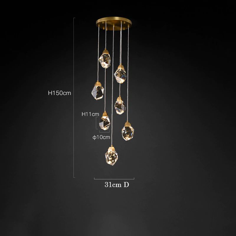 Pavla Modern K9 Crystal Multi-Lights Pendant Light For Staircase Pendant Light Kevin Studio Inc 7 Lights