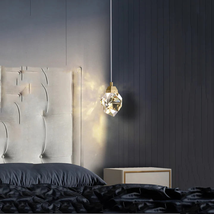 Chaney Modern Faceted Crystal Pendant Lights Beside Bed Pendant Light Kevin Studio Inc