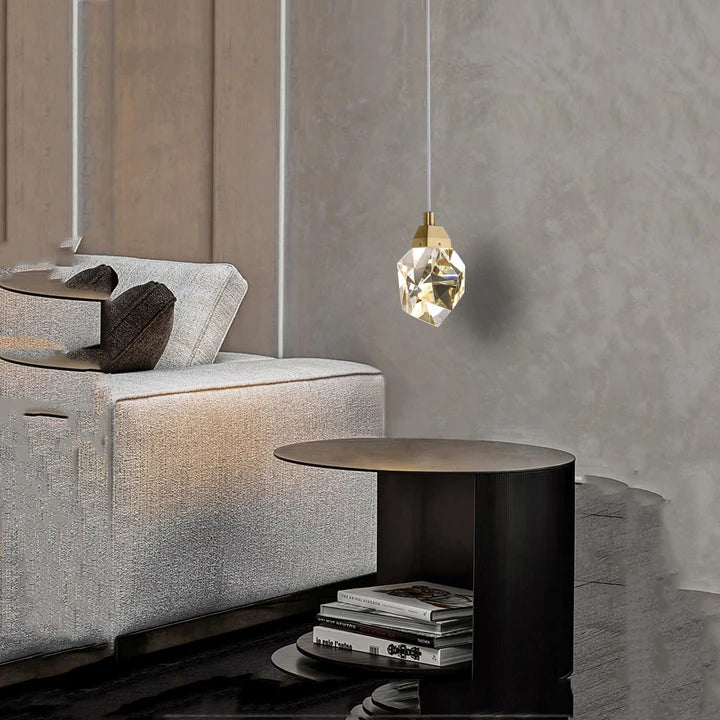 Chaney Modern Faceted Crystal Pendant Lights Beside Bed Pendant Light Kevin Studio Inc