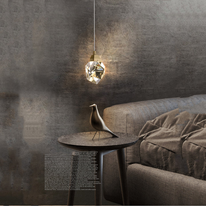 Chaney Modern Faceted Crystal Pendant Lights Beside Bed Pendant Light Kevin Studio Inc
