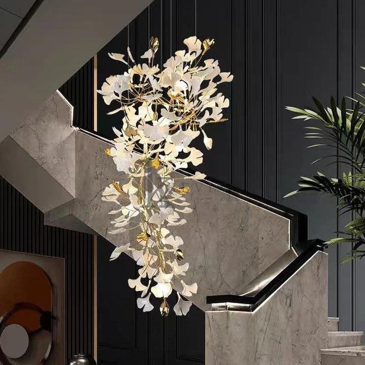 Marsh Modern Porcelain Linear Gold Chandelier, Modern Branch Chandelier for Dining Table Branch Chandelier Kevin Studio Inc W 36'' x H 59''