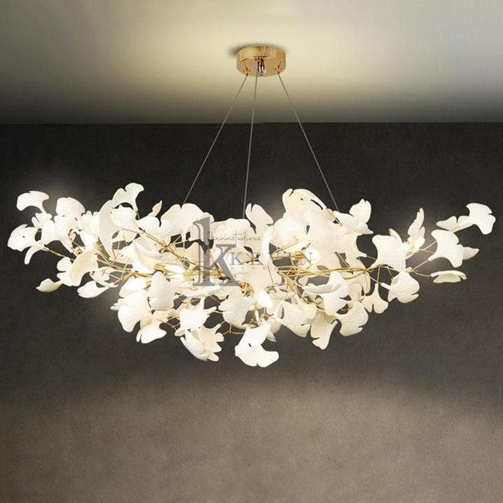 Marsh Modern Porcelain Linear Gold Chandelier, Modern Branch Chandelier for Dining Table Branch Chandelier Kevin Studio Inc 39"