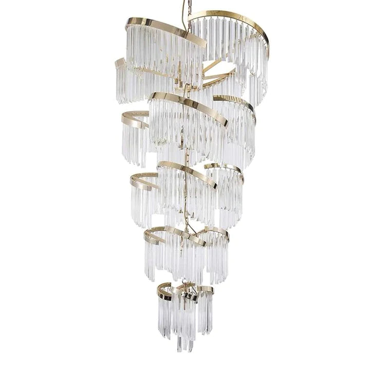 Oversized Modern Designer Creative Multi-tiered Luxury Spiral Crystal Chandelier For High-ceiling Foyer/Entryway/Hallway Chandeliers kevinstudiolives