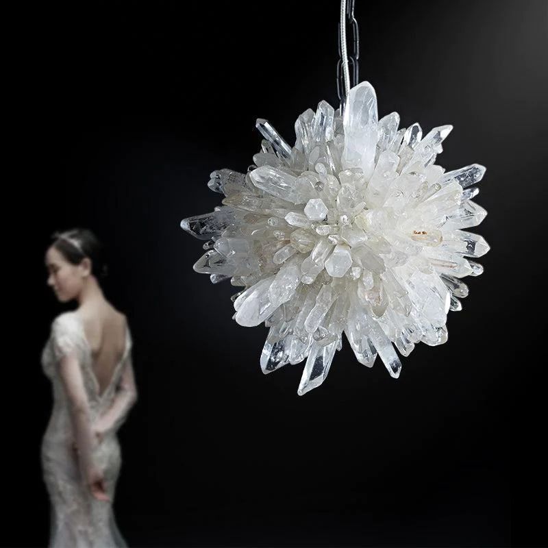 Olalla Modern Rock Crystal Creative Pendant Light Over Dining Table Pendant Light Kevin Studio 11.8" D X 11.8" D