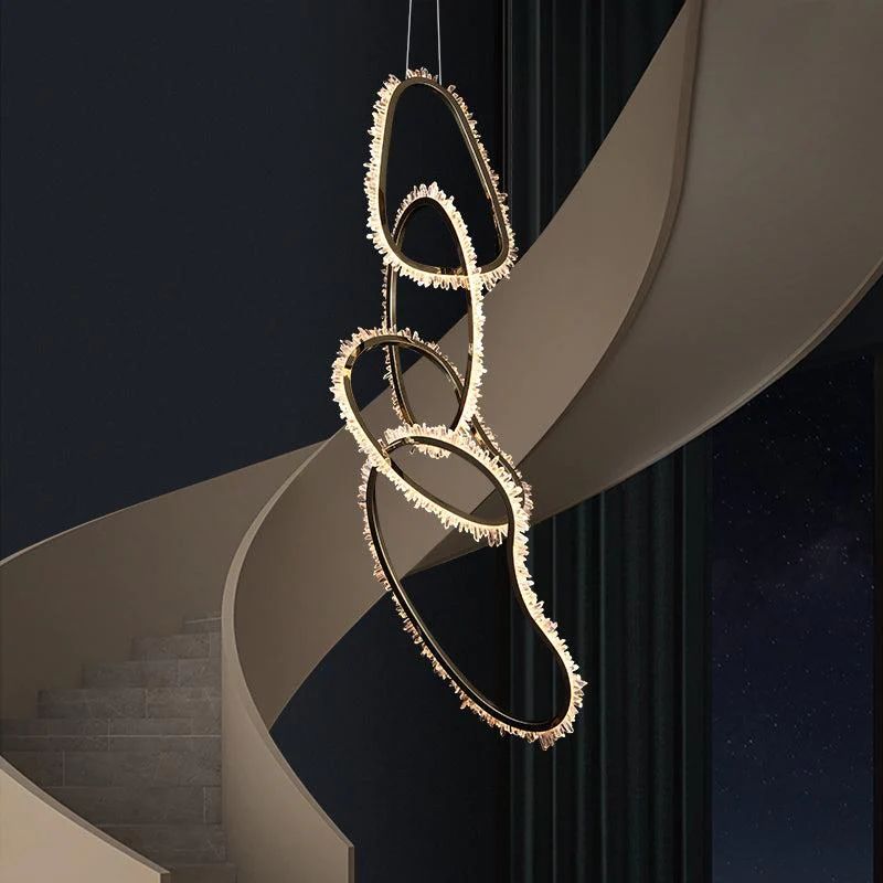 Holon Modern Rock Crystal Irregular Round Chandelier, Staircase Chandelier Chandelier Kevin Studio Inc 47.2" H