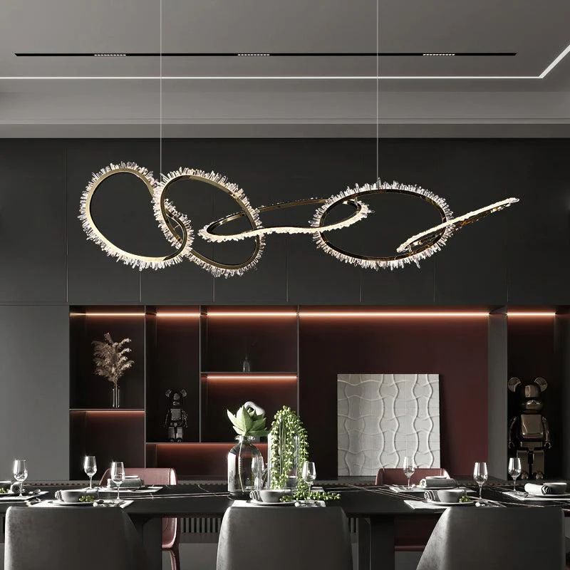 Holon Modern Rock Crystal Irregular Round Chandelier, Staircase Chandelier Chandelier Kevin Studio Inc