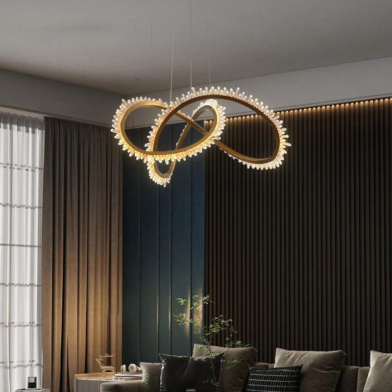 Tryggr Modern Rock Crystal Ring Chandelier For Living Room Chandelier Kevin Studio Inc