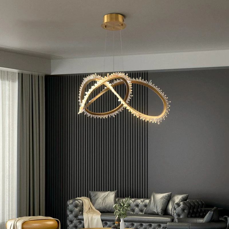 Tryggr Modern Rock Crystal Ring Chandelier For Living Room Chandelier Kevin Studio Inc