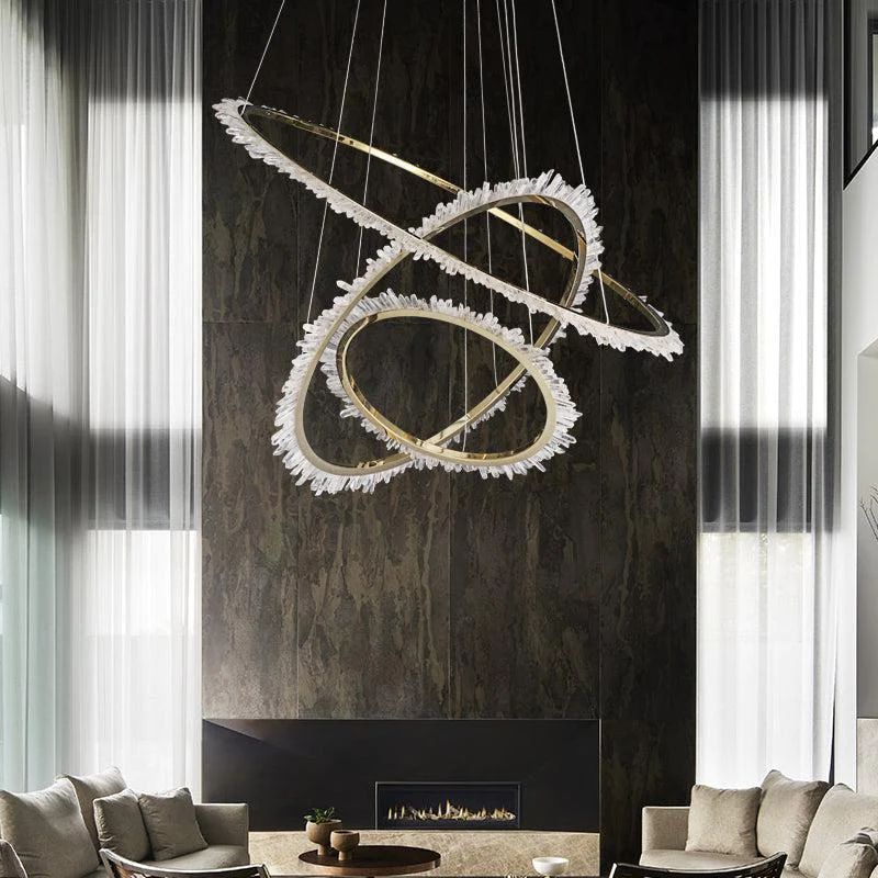 Gilat Modern Rock Crystal Ring Chandelier For Bedroom Chandelier Kevin Studio Inc