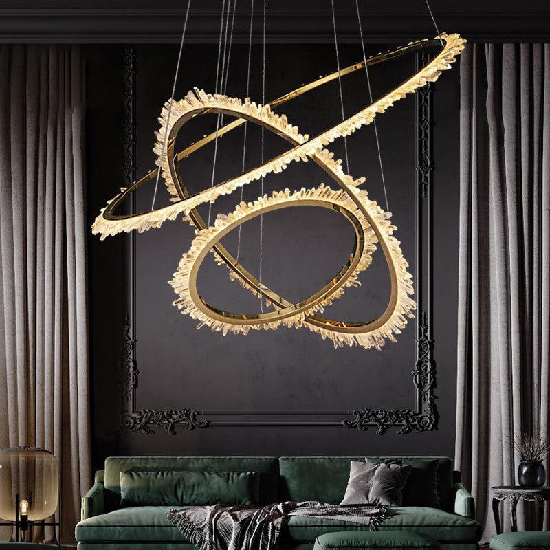 Gilat Modern Rock Crystal Ring Chandelier For Bedroom Chandelier Kevin Studio Inc
