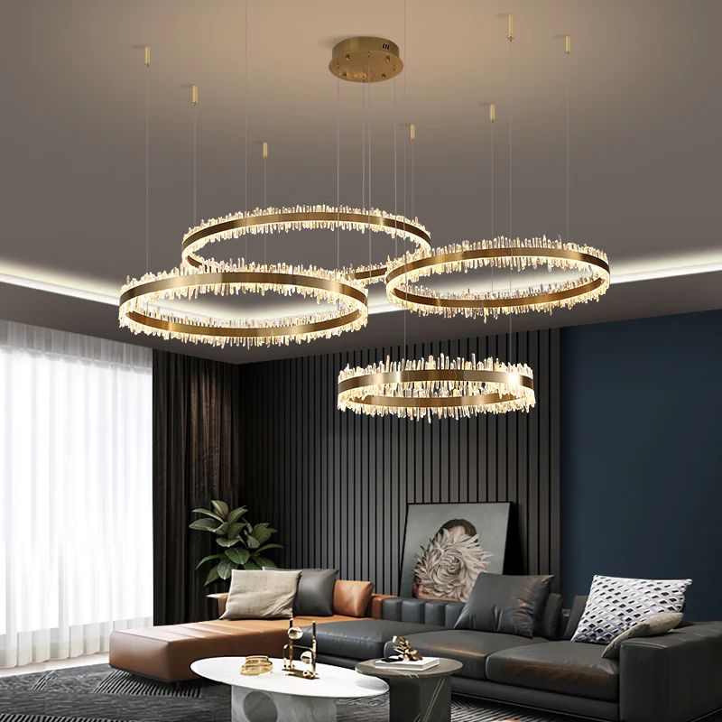 Baline Modern Rock Crystal Rings Luxury Chandelier For Living Room Chandelier Kevin Studio Inc