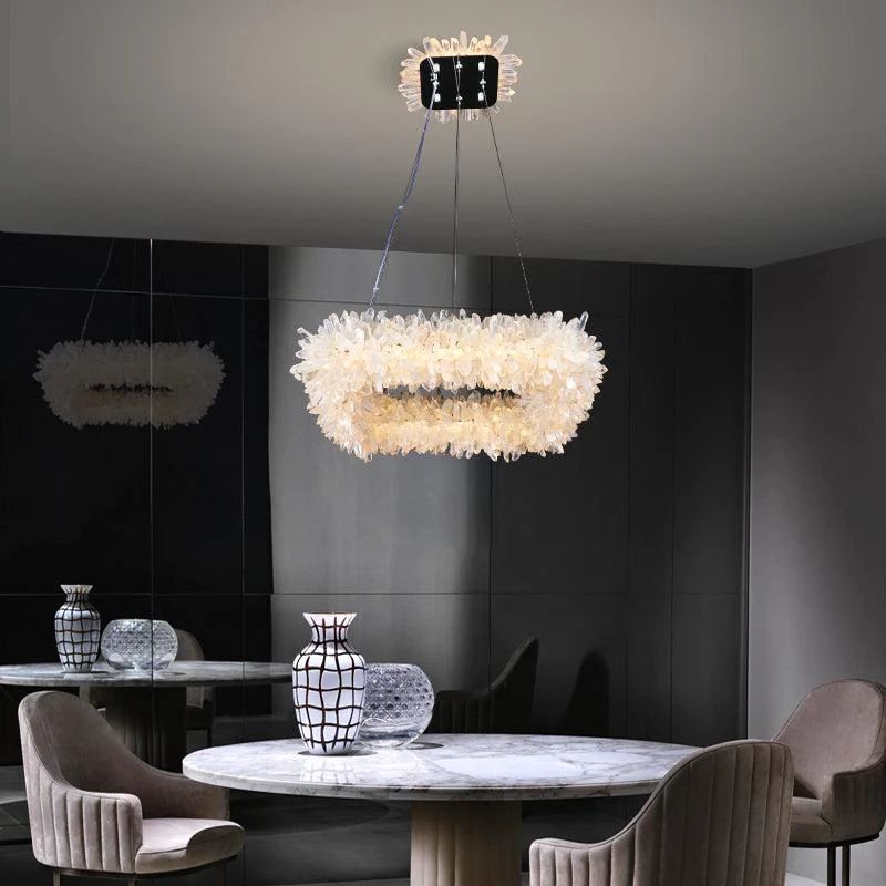 Leoline Modern Rock Crystal Square Chandelier For Bedroom, Elegant Chandelier Over Dining Table Chandelier Kevin Studio Inc