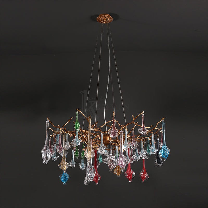 Carin Colored Glass Drop Round Branch Chandelier Branch Chandelier Kevin Studio Inc 35.4" D