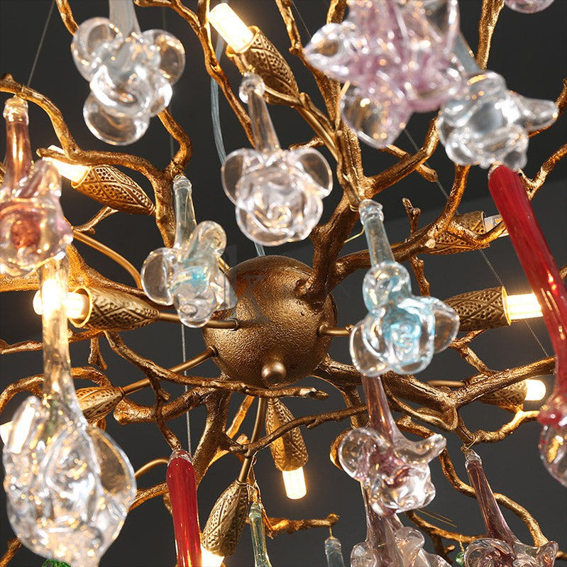 Carin Colored Glass Drop Round Branch Chandelier Branch Chandelier Kevin Studio Inc