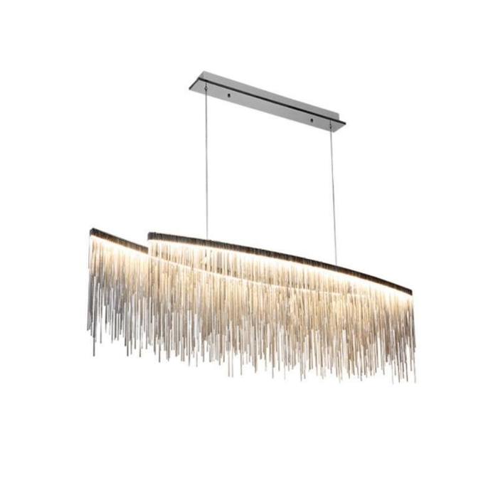 Dyamon Stainless Steel Chain Tassel Chandelier Over Dining Table Chandelier Kevin Studio Inc