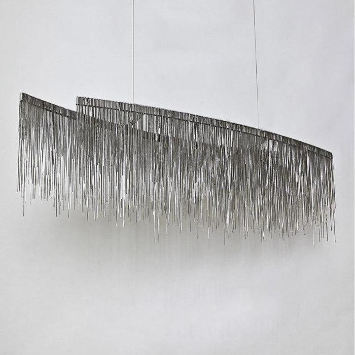 Dyamon Stainless Steel Chain Tassel Chandelier Over Dining Table Chandelier Kevin Studio Inc