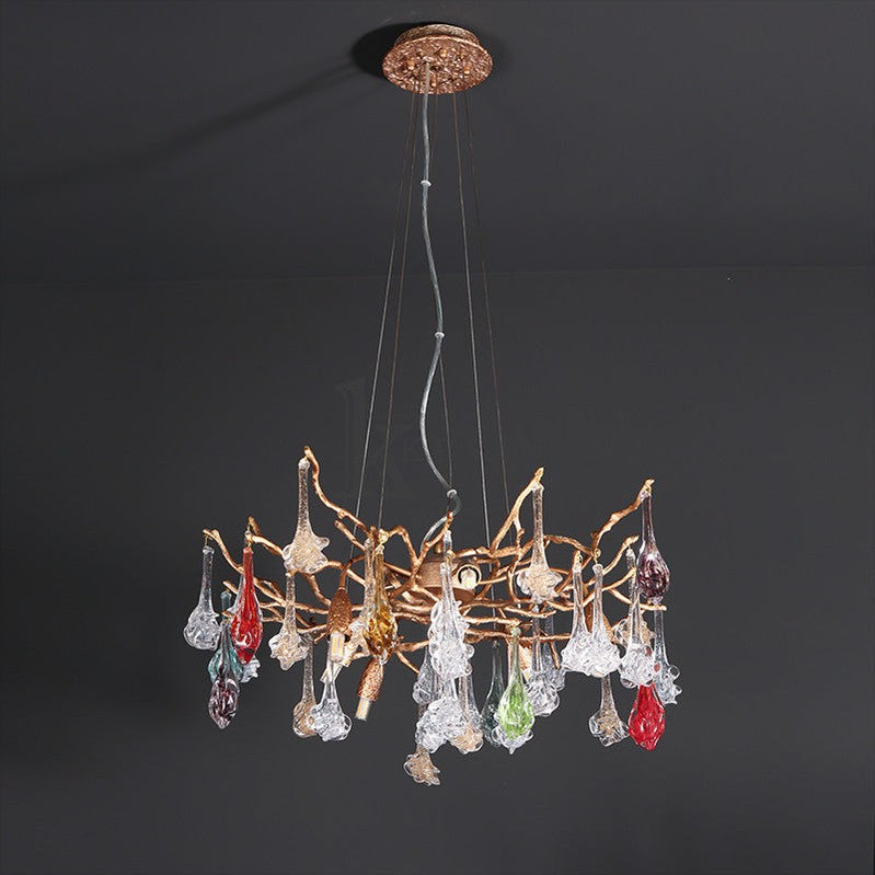 Carin Colored Glass Drop Round Branch Chandelier Branch Chandelier Kevin Studio Inc 23.6" D