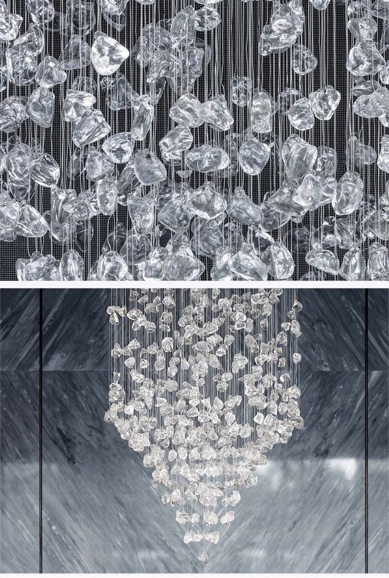Rain Drop Crystal Falls Round Modern Chandelier For Staircase Chandeliers Kevin Studio Inc