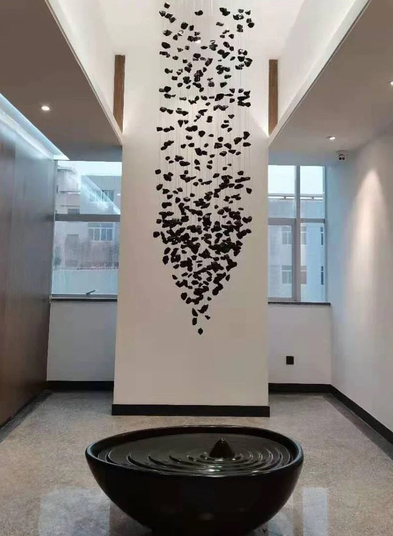 Rain Drop Crystal Falls Round Modern Chandelier For Staircase Chandeliers Kevin Studio Inc