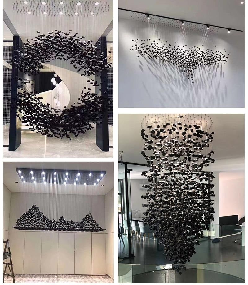Rain Drop Crystal Falls Round Modern Chandelier For Staircase Chandeliers Kevin Studio Inc