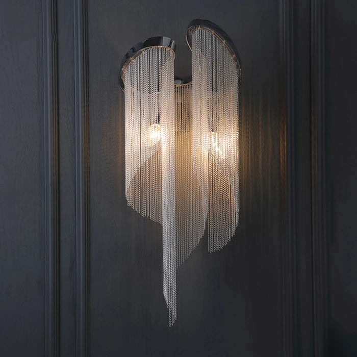 Flavio Modern Aluminum Chain Tassel Wall Sconce Wall Sconce Kevin Studio Inc