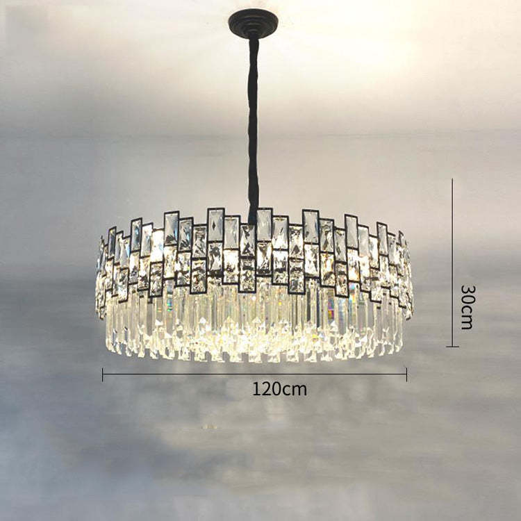 Emery Modern Round Crystal Chandelier For Living Room Chandeliers Kevin Studio Inc 47.2"D BLACK