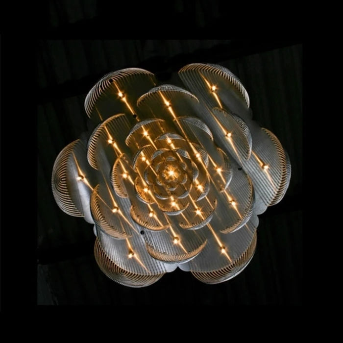 Elliotte Modern Aluminum Chain Flower Chandelier Over Dining Table Chandelier Kevin Studio Inc