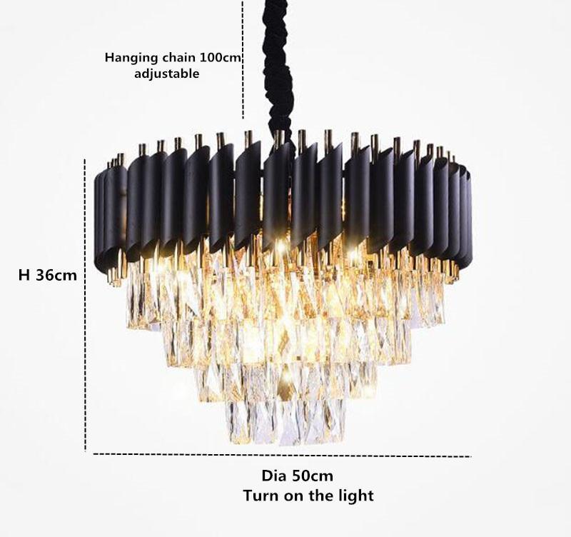 Nevaeh Modern Conical Crystal Round Chandelier Over Dining Table Chandeliers Kevin Studio Inc
