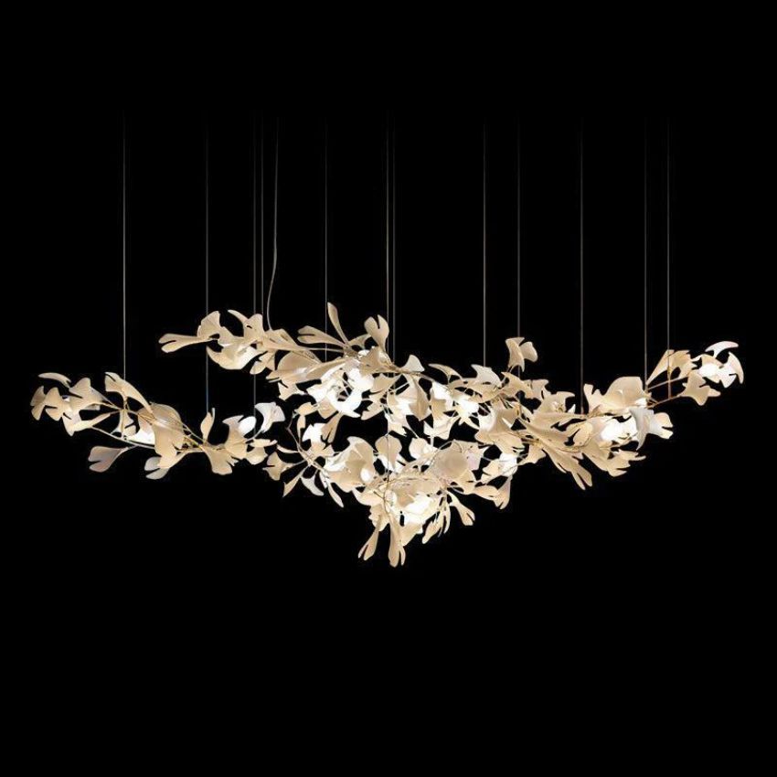 Modern Ceramic Ginkgo Leave Chandelier 4 Sizes Over Dining Table Chandelier Kevin Studio Inc 78.7" L