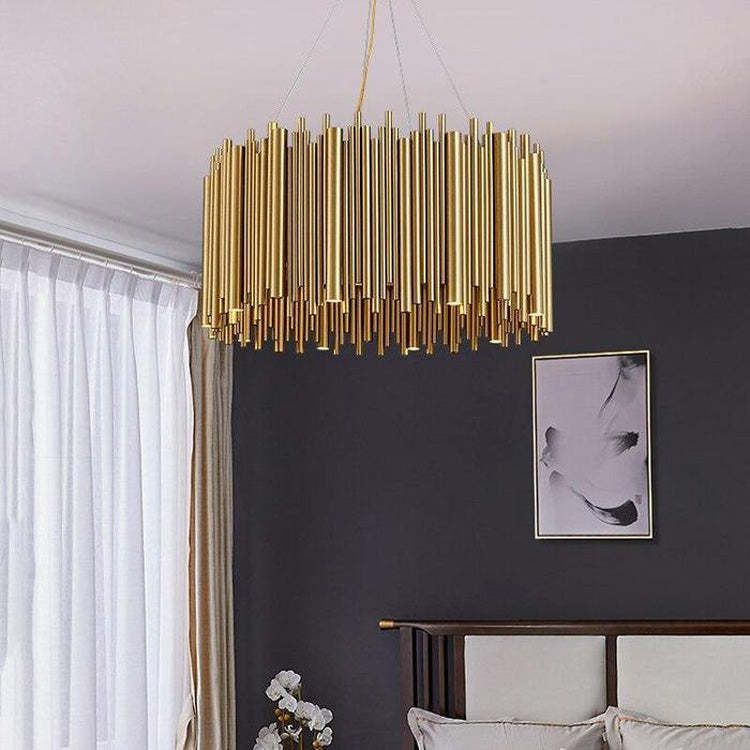 Makayla Modern Stainless Steel Round Chandelier For Living Room Chandeliers Kevin Studio Inc