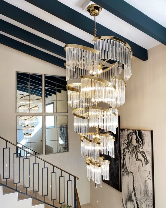 Oversized Modern Designer Creative Multi-tiered Luxury Spiral Crystal Chandelier For High-ceiling Foyer/Entryway/Hallway Chandeliers kevinstudiolives