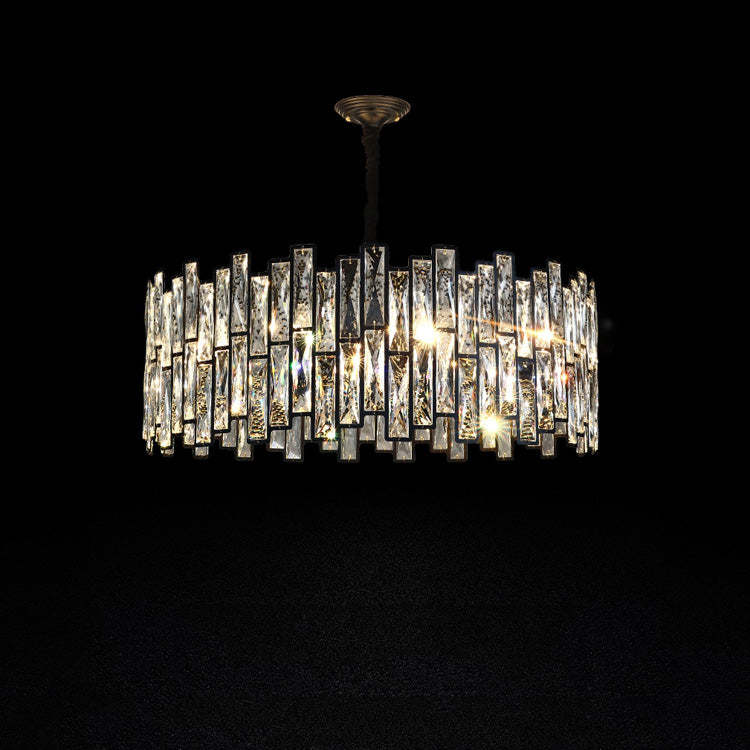 Emery Modern Round Crystal Chandelier-Black Finish Chandeliers Kevin Studio Inc