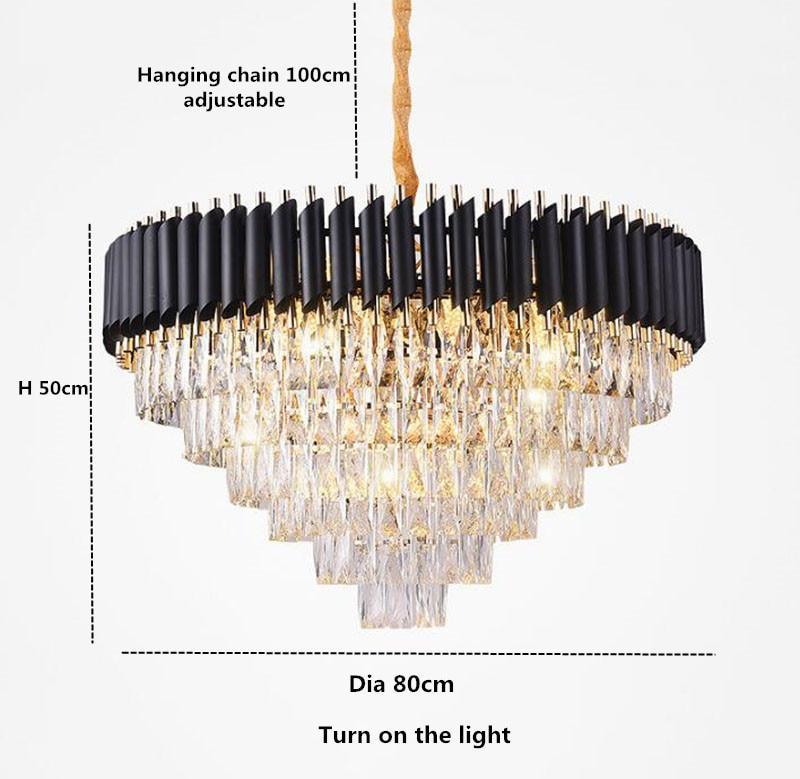Nevaeh Modern Conical Crystal Round Chandelier Over Dining Table Chandeliers Kevin Studio Inc