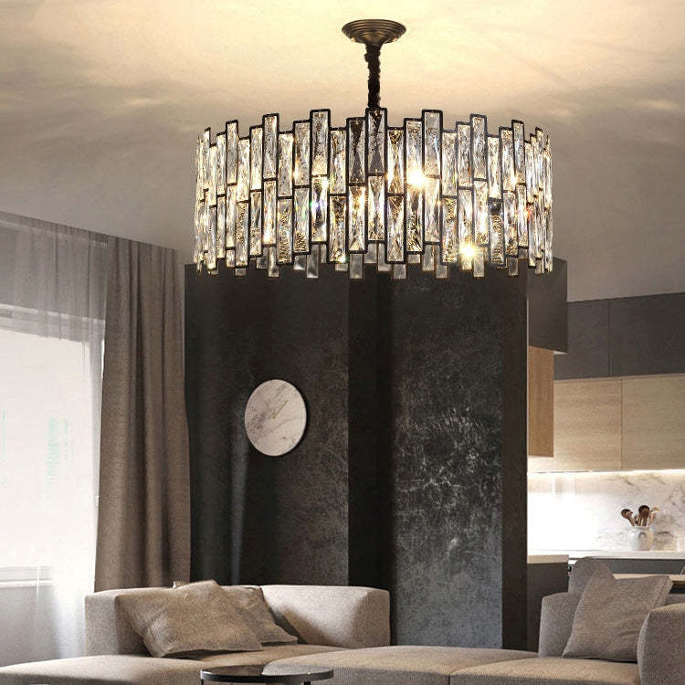 Emery Modern Round Crystal Chandelier-Black Finish Chandeliers Kevin Studio Inc