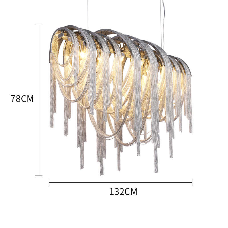 Flavio Modern Luxury Aluminum Chain Tassel Oval Chandelier Chandelier Kevin Studio Inc