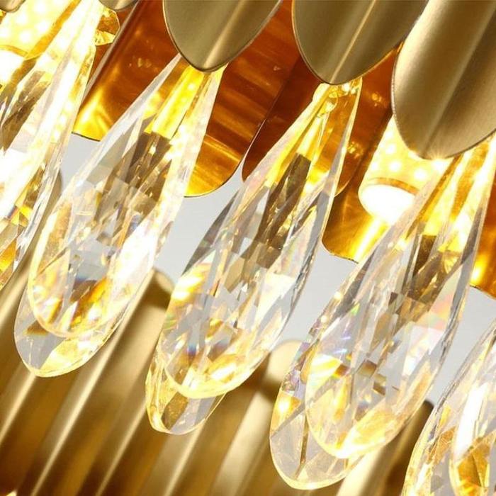 Twyla Modern Crystal Rectangular Chandelier Gold For Dining Room Chandelier Kevin Studio Inc