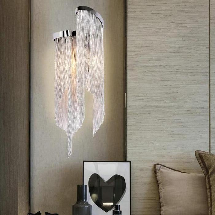 Flavio Modern Aluminum Chain Tassel Wall Sconce Wall Sconce Kevin Studio Inc