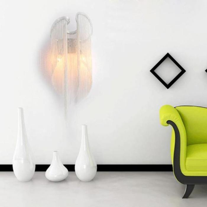 Flavio Modern Aluminum Chain Tassel Wall Sconce Wall Sconce Kevin Studio Inc