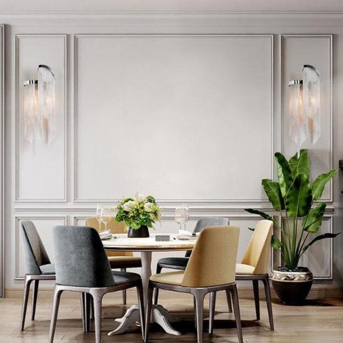 Flavio Modern Aluminum Chain Tassel Wall Sconce Wall Sconce Kevin Studio Inc