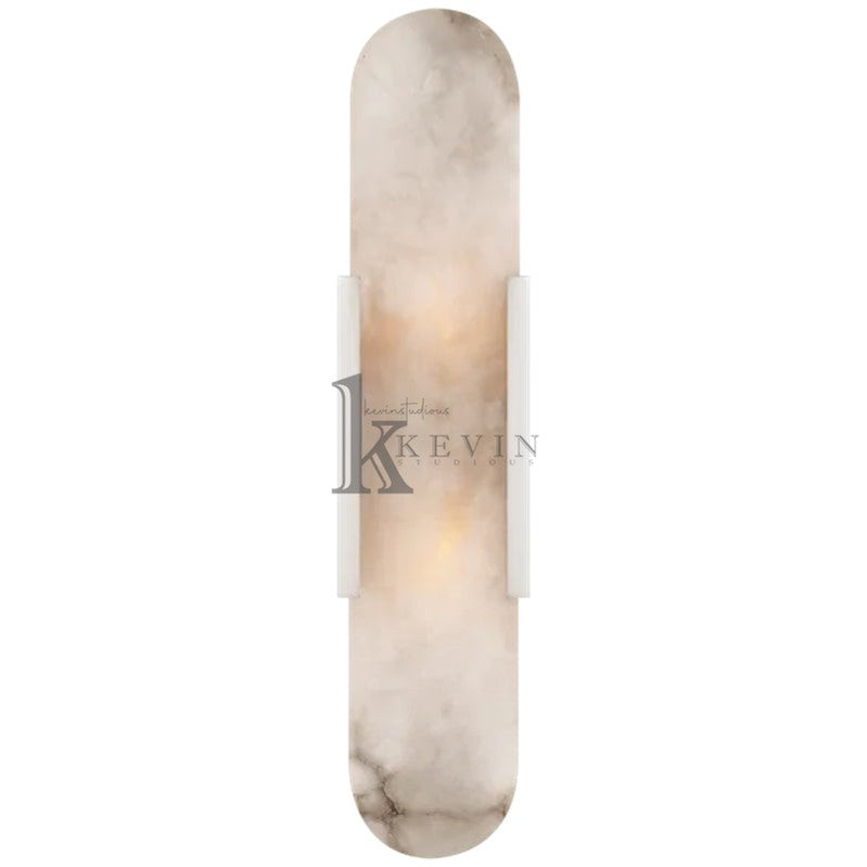 Koltin Melange Elongated Alabaster Wall Sconce wall sconce for bedroom,wall sconce for dining room,wall sconce for stairways,wall sconce for foyer,wall sconce for bathrooms,wall sconce for kitchen,wall sconce for living room Kevin Studio Inc Polished Nickel H 20''