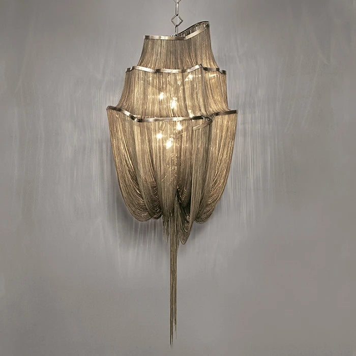 Flavio Modern Aluminum Chain Tassel Chandelier, Contemporary chandelier lighting Chandelier Kevin Studio Inc