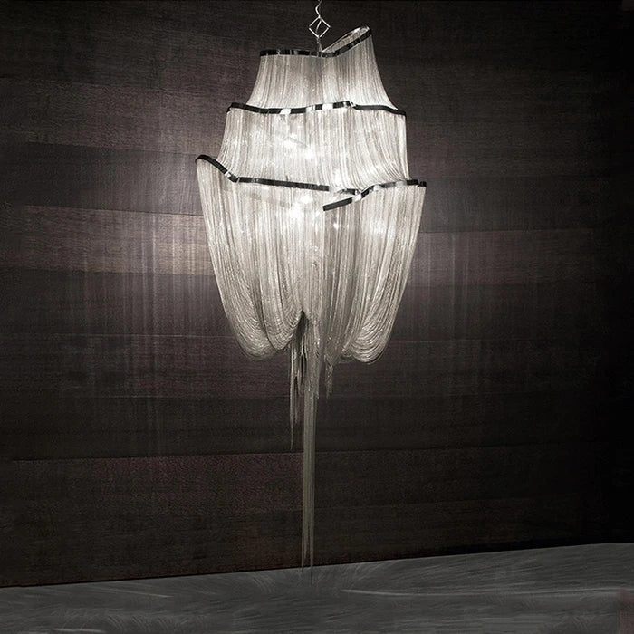 Flavio Modern Aluminum Chain Tassel Chandelier, Contemporary chandelier lighting Chandelier Kevin Studio Inc