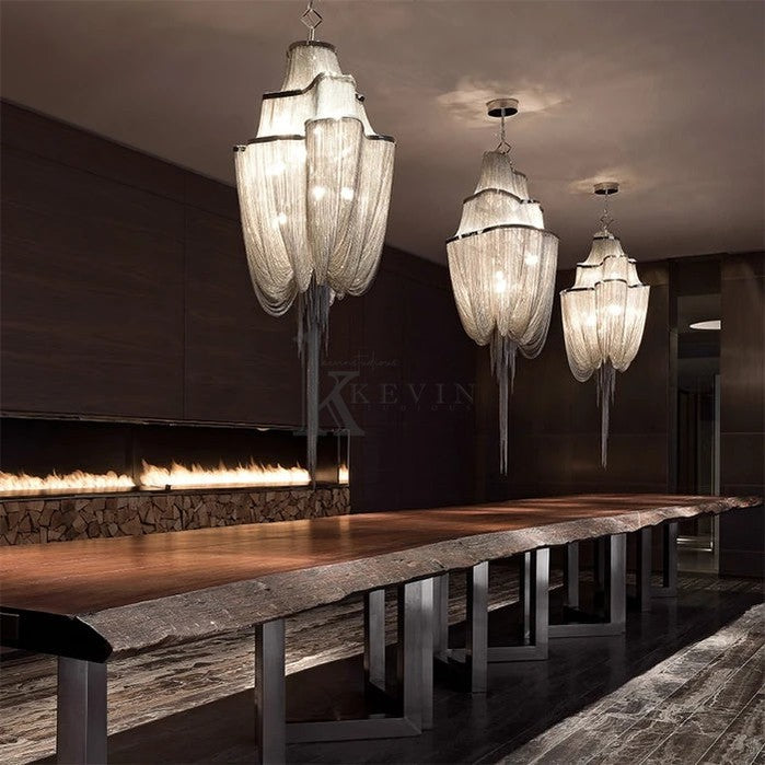 Naoise Modern Aluminum Chain Tassel Chandelier chandelier Kevin Studio Inc