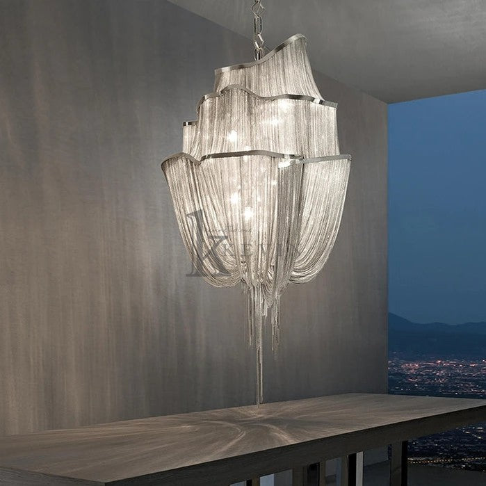 Naoise Modern Aluminum Chain Tassel Chandelier chandelier Kevin Studio Inc