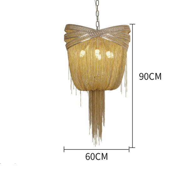 Morgan Modern Rings Chain Tassel Pendant Chandelier Chandelier Kevin Studio Inc D24" Gold