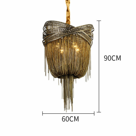 Morgan Modern Rings Chain Tassel Pendant Chandelier Chandelier Kevin Studio Inc D24" Bronze
