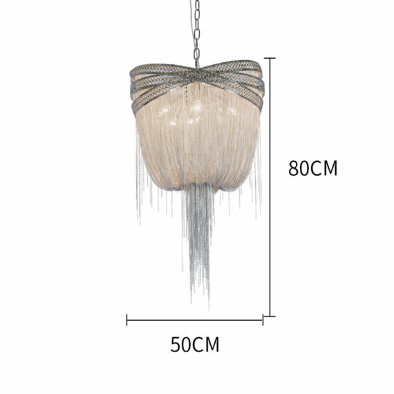 Morgan Modern Rings Chain Tassel Pendant Chandelier Chandelier Kevin Studio Inc D20" Silver