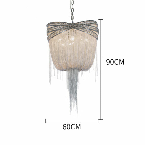 Morgan Modern Rings Chain Tassel Pendant Chandelier Chandelier Kevin Studio Inc D24" Silver
