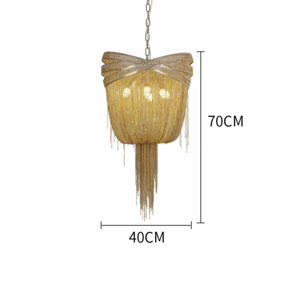 Morgan Modern Rings Chain Tassel Pendant Chandelier Chandelier Kevin Studio Inc D16" Gold