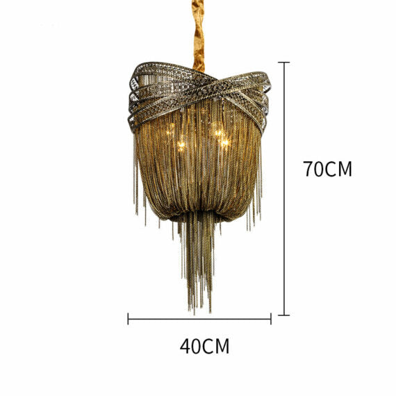 Morgan Modern Rings Chain Tassel Pendant Chandelier Chandelier Kevin Studio Inc D16" Bronze